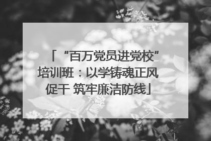 “百万党员进党校”培训班：以学铸魂正风促干 筑牢廉洁防线