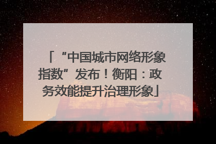 “中国城市网络形象指数”发布！衡阳：政务效能提升治理形象