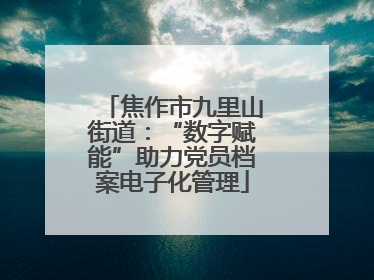 焦作市九里山街道：“数字赋能”助力党员档案电子化管理