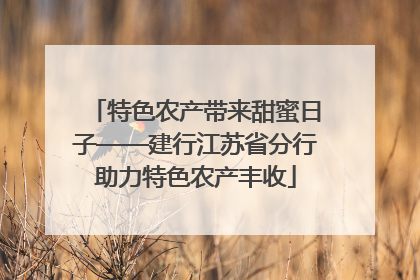 特色农产带来甜蜜日子——建行江苏省分行助力特色农产丰收