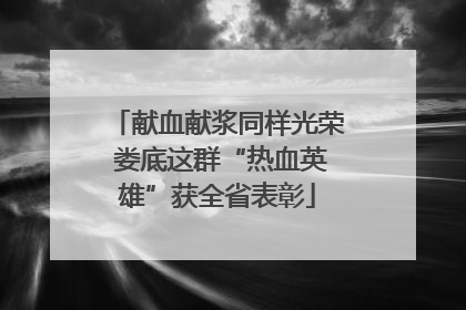 献血献浆同样光荣 娄底这群“热血英雄”获全省表彰