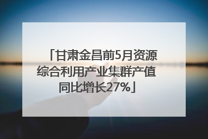 甘肃金昌前5月资源综合利用产业集群产值同比增长27%