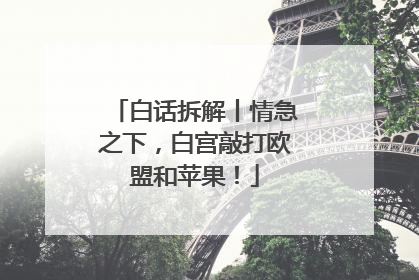 白话拆解丨情急之下，白宫敲打欧盟和苹果！