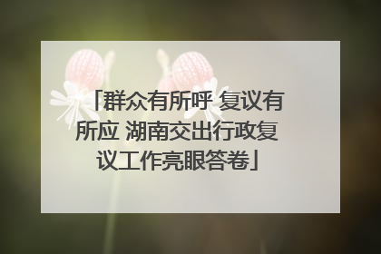 群众有所呼 复议有所应 湖南交出行政复议工作亮眼答卷