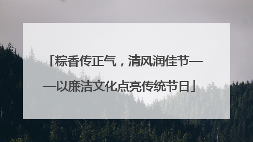 粽香传正气，清风润佳节——以廉洁文化点亮传统节日
