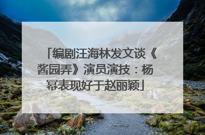 编剧汪海林发文谈《酱园弄》演员演技：杨幂表现好于赵丽颖
