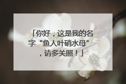 你好，这是我的名字“鱼人叶硝水母”，请多关照！