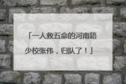 一人救五命的河南籍少校张伟，归队了！