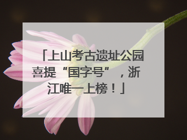 上山考古遗址公园喜提“国字号”，浙江唯一上榜！