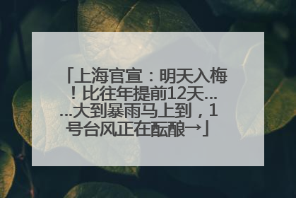 上海官宣：明天入梅！比往年提前12天……大到暴雨马上到，1号台风正在酝酿→