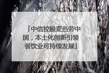 中信控股麦当劳中国，本土化创新引领餐饮业可持续发展