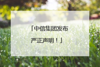 中信集团发布严正声明！