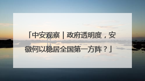 中安观察|政府透明度,安徽何以稳居全国第一方阵?