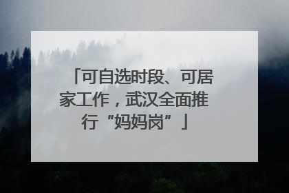 可自选时段、可居家工作，武汉全面推行“妈妈岗”