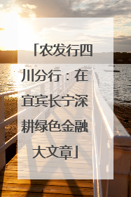 农发行四川分行：在宜宾长宁深耕绿色金融大文章