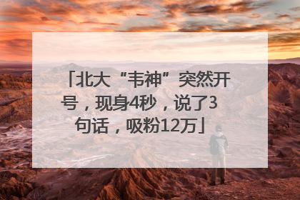 北大“韦神”突然开号，现身4秒，说了3句话，吸粉12万