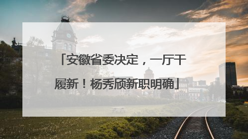 安徽省委决定，一厅干履新！杨秀颀新职明确