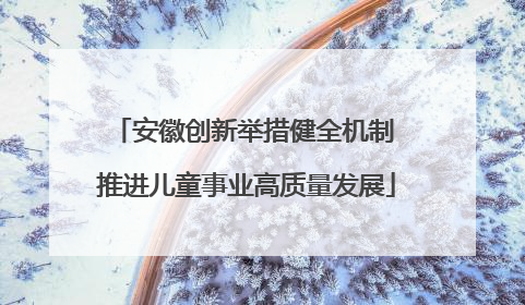 安徽创新举措健全机制 推进儿童事业高质量发展
