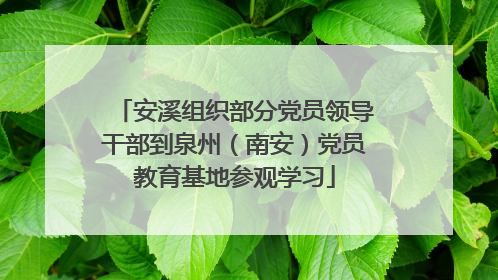 安溪组织部分党员领导干部到泉州（南安）党员教育基地参观学习