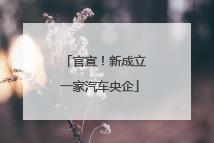 官宣！新成立一家汽车央企