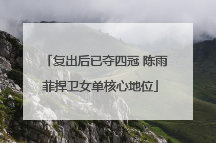 复出后已夺四冠 陈雨菲捍卫女单核心地位