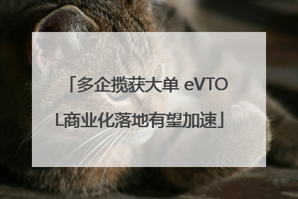 多企揽获大单 eVTOL商业化落地有望加速