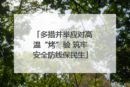 多措并举应对高温“烤”验 筑牢安全防线保民生