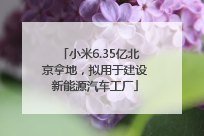 小米6.35亿北京拿地，拟用于建设新能源汽车工厂