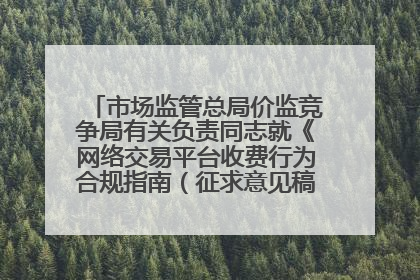 市场监管总局价监竞争局有关负责同志就《网络交易平台收费行为合规指南（征求意见稿）》答记者问