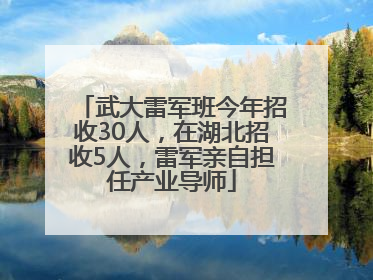武大雷军班今年招收30人，在湖北招收5人，雷军亲自担任产业导师