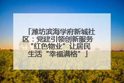 潍坊滨海学府新城社区：党建引领创新服务 “红色物业”让居民生活“幸福满格”