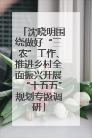 沈晓明围绕做好“三农”工作、推进乡村全面振兴开展“十五五”规划专题调研