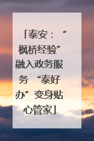 泰安：“枫桥经验”融入政务服务 “泰好办”变身贴心管家