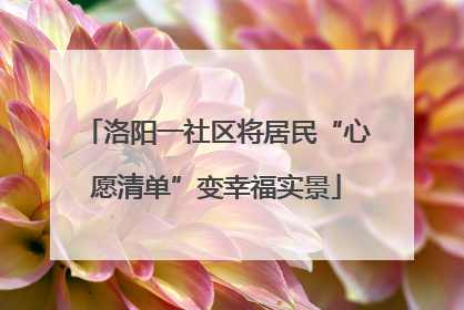 洛阳一社区将居民“心愿清单”变幸福实景