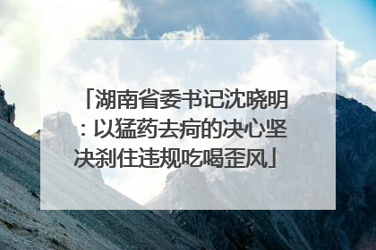 湖南省委书记沈晓明：以猛药去疴的决心坚决刹住违规吃喝歪风