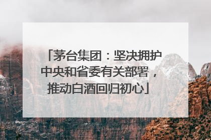 茅台集团：坚决拥护中央和省委有关部署，推动白酒回归初心