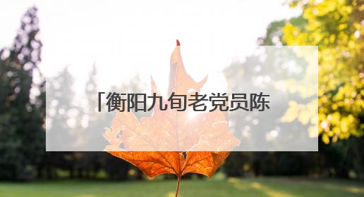 衡阳九旬老党员陈普开的执着与坚守