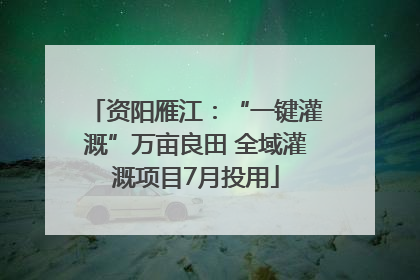 资阳雁江：“一键灌溉”万亩良田 全域灌溉项目7月投用