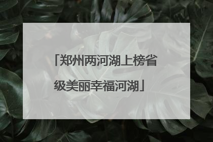 郑州两河湖上榜省级美丽幸福河湖