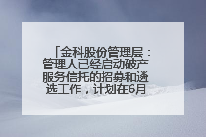 金科股份管理层：管理人已经启动破产服务信托的招募和遴选工作，计划在6月初召开评审会