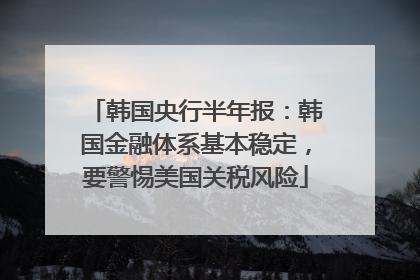 韩国央行半年报：韩国金融体系基本稳定，要警惕美国关税风险
